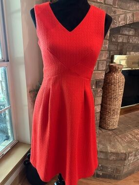 Daniel Cremieux Bright Red Sleeveless V-Neck Midi Dress